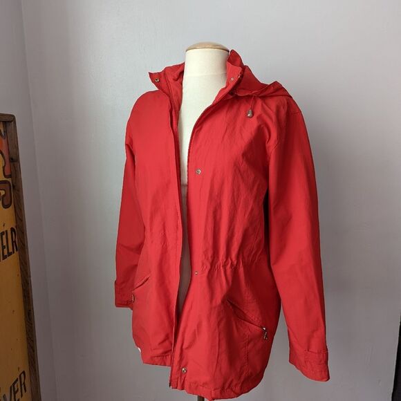 Vintage Bright Red Raincoat Windbreaker by Cherokee Size S - Picture 1 of 10